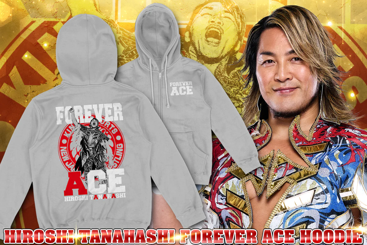 棚橋弘至「FOREVER ACE」ジップアップパーカー（ミックスグレー） - Image 4